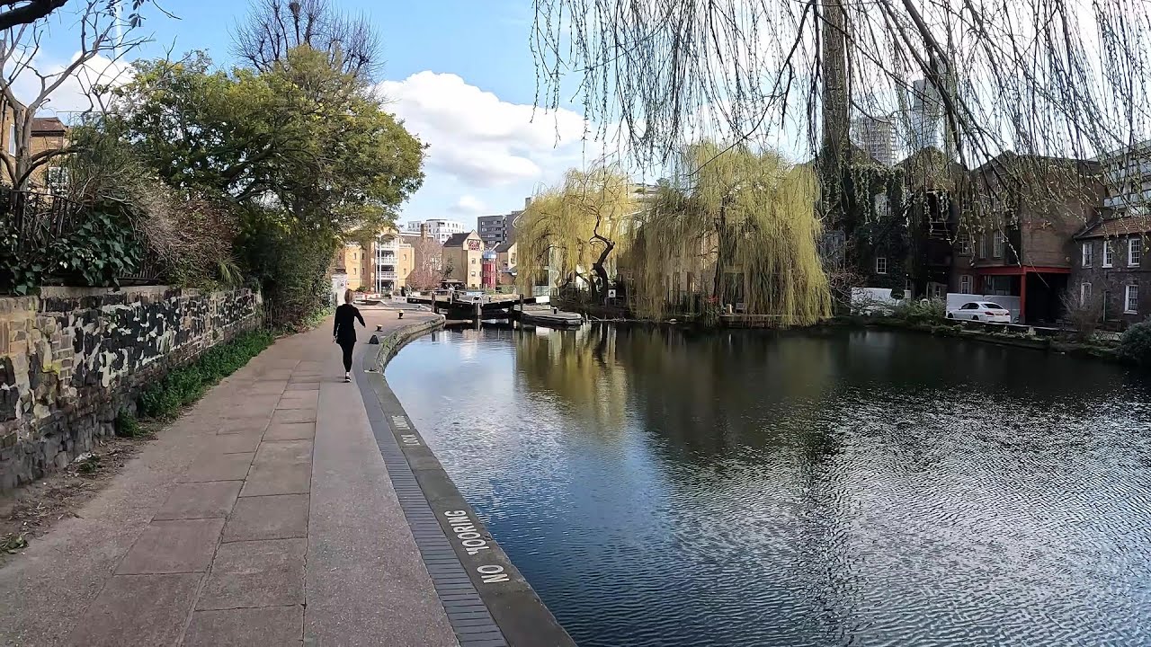 Cycle along Regent's Canal in London, UK [4K]