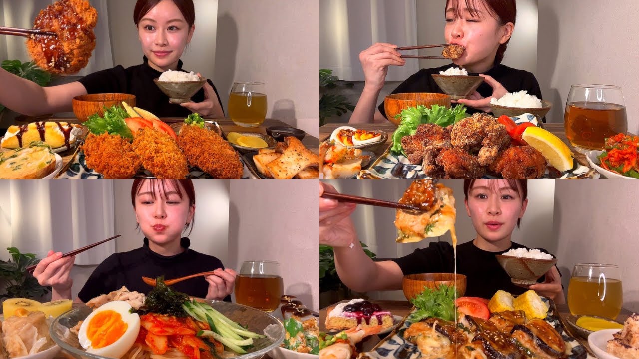 【ASMR】8月のご飯まとめ /BGMなし[Mukbang/Eatingsounds]