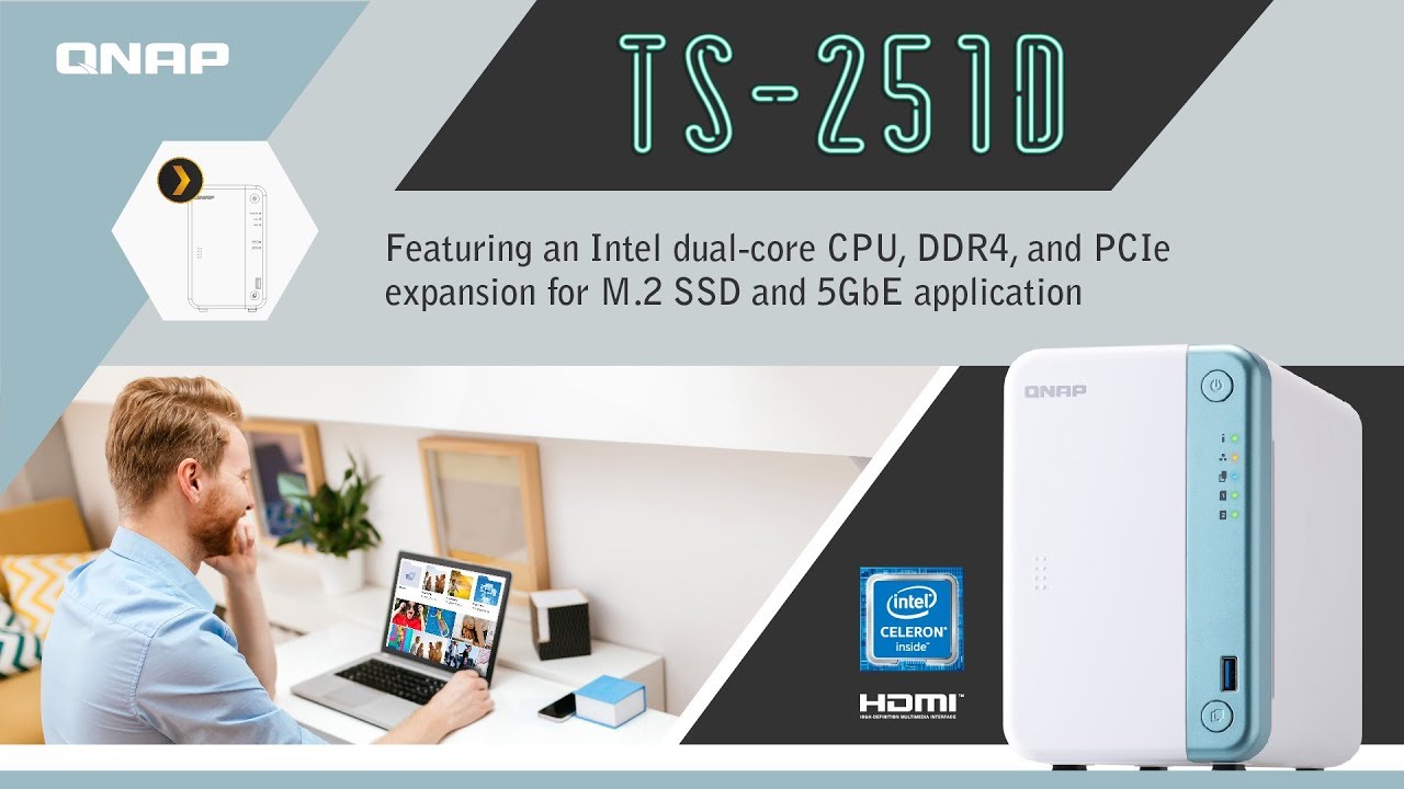 TS-251D:Featuring an Intel dual-core CPU, DDR4, and PCIe expansion for M.2 SSD and 5GbE applications