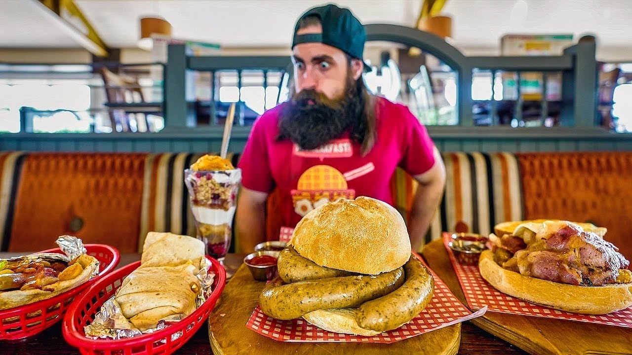 ONE MAN VS THE ENTIRE HUNGRY HORSE 'BIG BREAKFAST MENU' | BeardMeatsFood