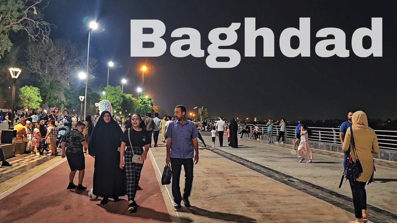 Baghdad, night walk in Abu Nawas Street | Iraq 2023