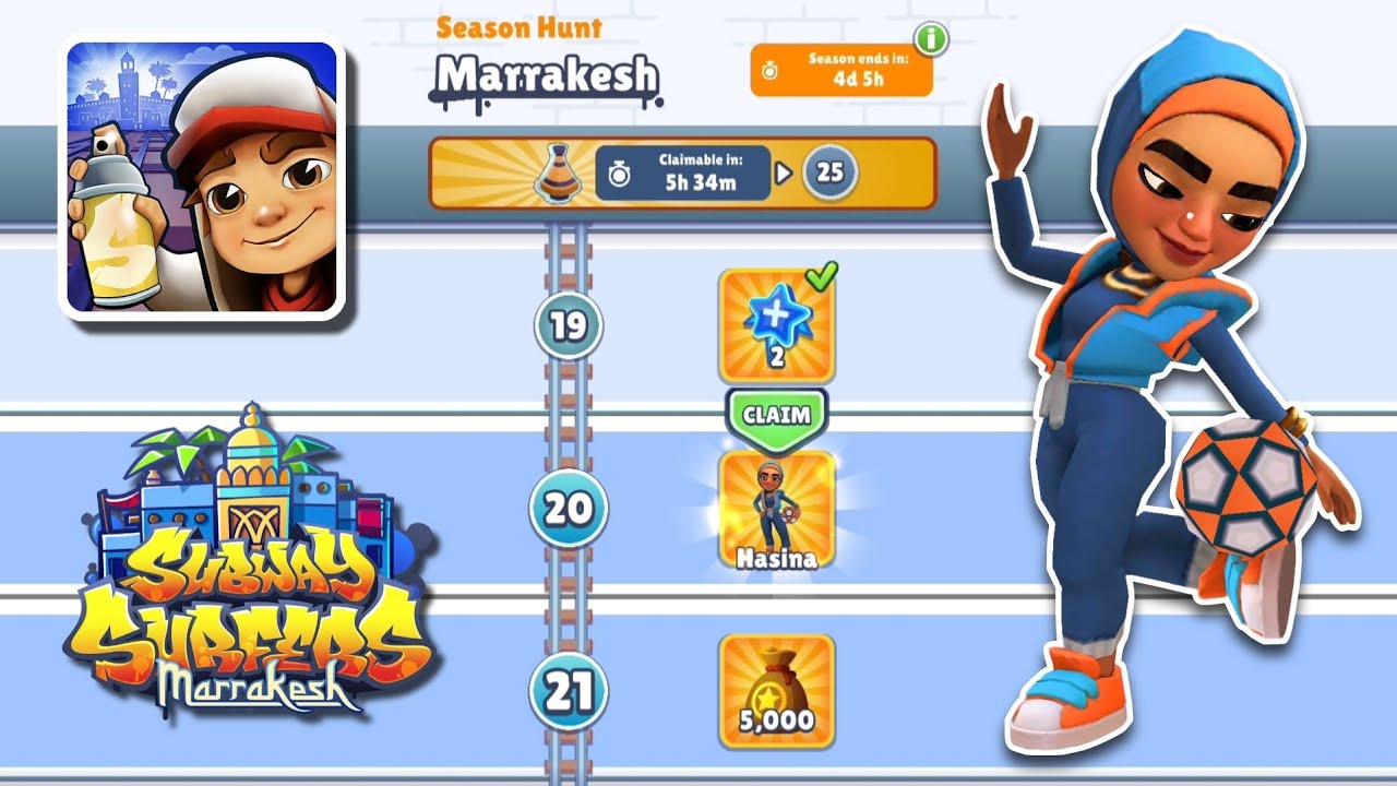 Season Hunt Rewards Tier 20 - Unlock Hasina - Subway Surfers Marrakesh 2024