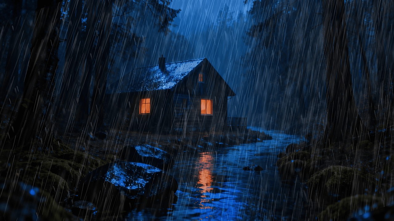 Midnight Rain at the Forest House • Pure White Noise for Insomnia