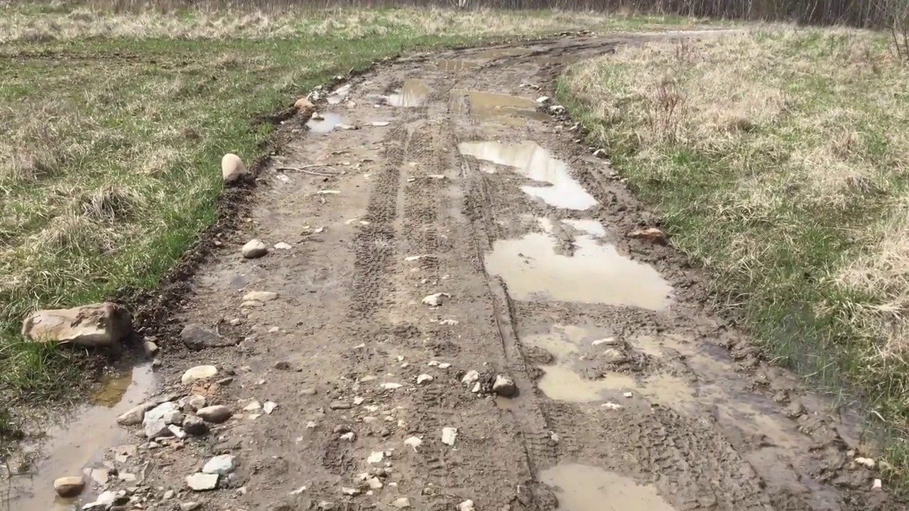 Using a compact tractor and box blade to grade and remove puddles