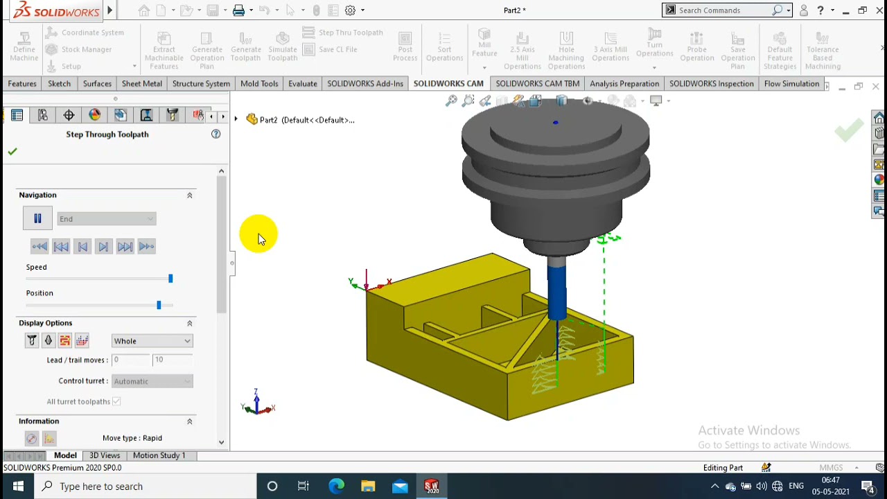 STEP TOOL PATH | CAM | SOLIDWORKS 2020