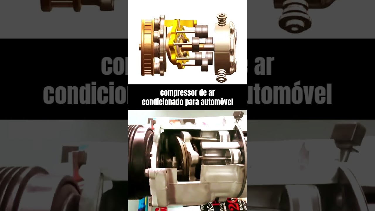 Como Funciona o Compressor do Ar Condicionado de Carro 🔧❄️ Animação + Real 
