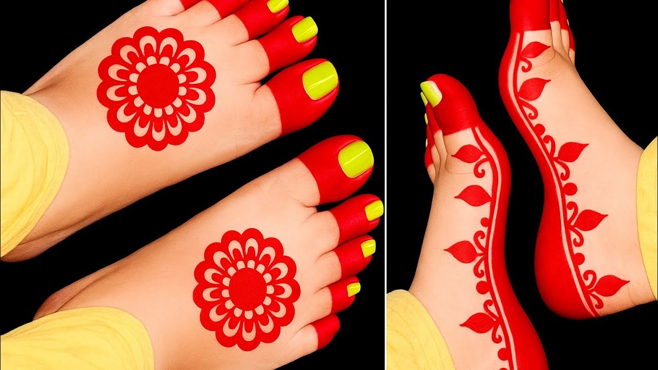 पैर के लिए सबसे अच्छा आल्टा डिजाइन  || mahawar ka new design || alta designs || mehndi design 