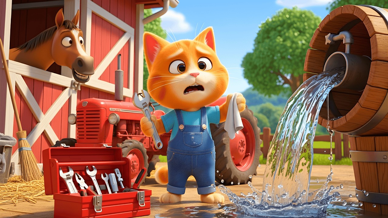 Mama Cat Trims Fur Repairs the Tractor Wheel 🚜🐱 | Caring for the Horse 🐴 | Cute Cat