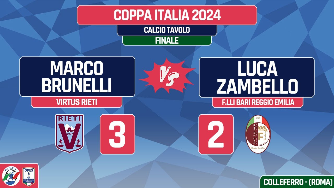 BRUNELLI-ZAMBELLO (Finale Individuale Master Coppa Italia 2024 di Calcio da Tavolo)