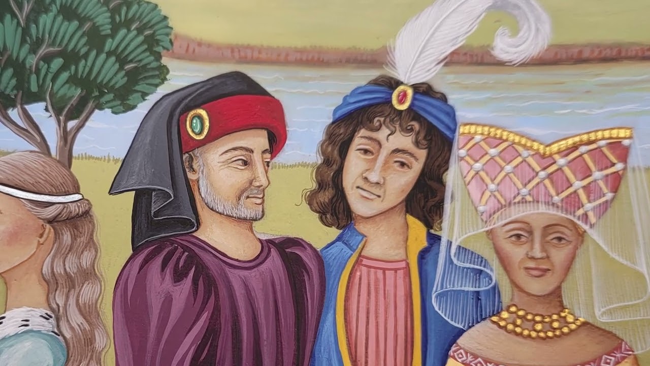 Juby family portrait featuring the arms of Bernard and Pam Juby - hand painted by Tania Crossingham.