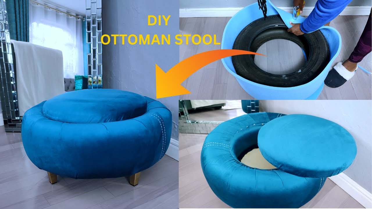 HOW TO RECYCLE AN OLD CAR TIRE INTO AN OTTOMAN STOOL~Amazing Recycling ideas.