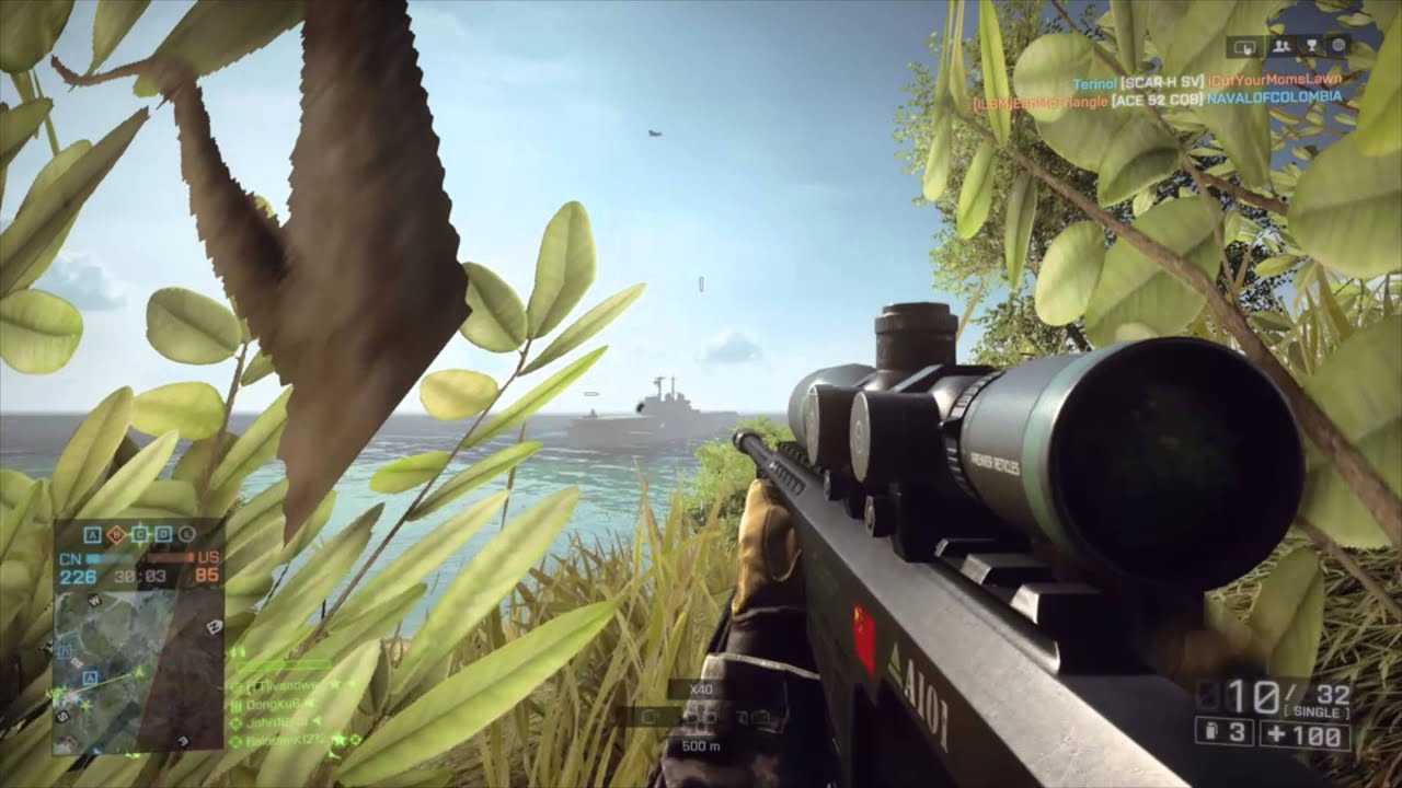 Battlefield 4 Long Range Sniping 633m Headshot Nansha Strike