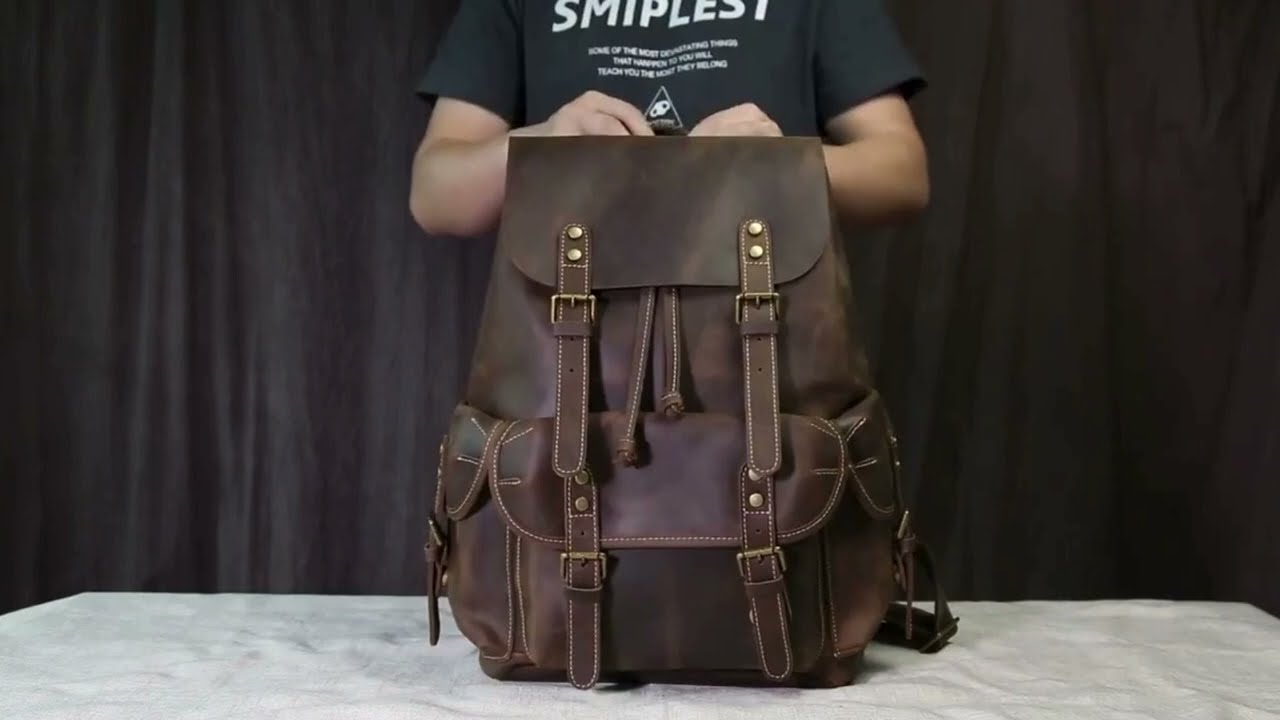 Crazy Horse Leather Men's Backpack