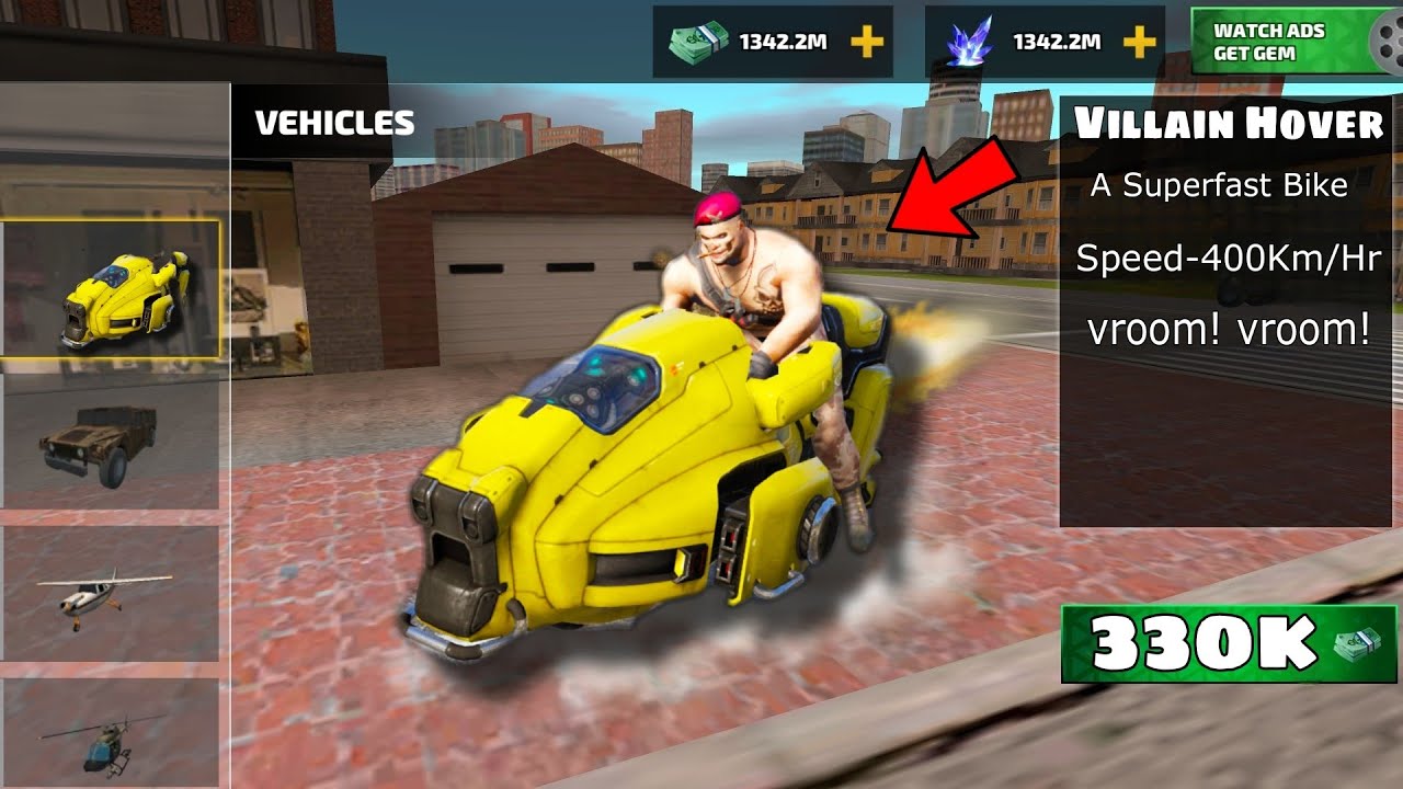 Dangerous Villain Steals Rope Hero New Hover Bike From Rope Hero House Gta V | Rope Hero Vice Town