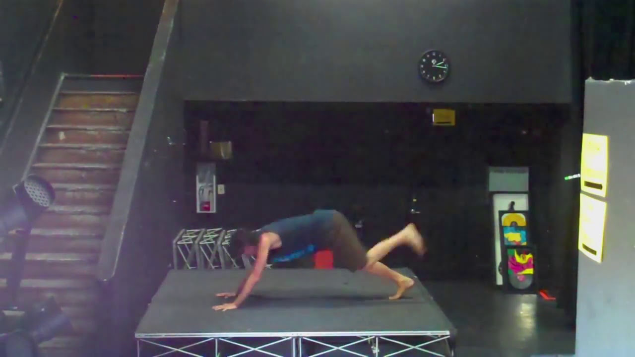 Backstage Yoga with Stick Figure and Cocoa The Tour Dog