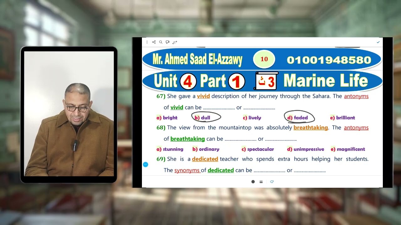 شرح واجب unit 4part 1 المنهج الجديد للصف الثالث الثانوي 