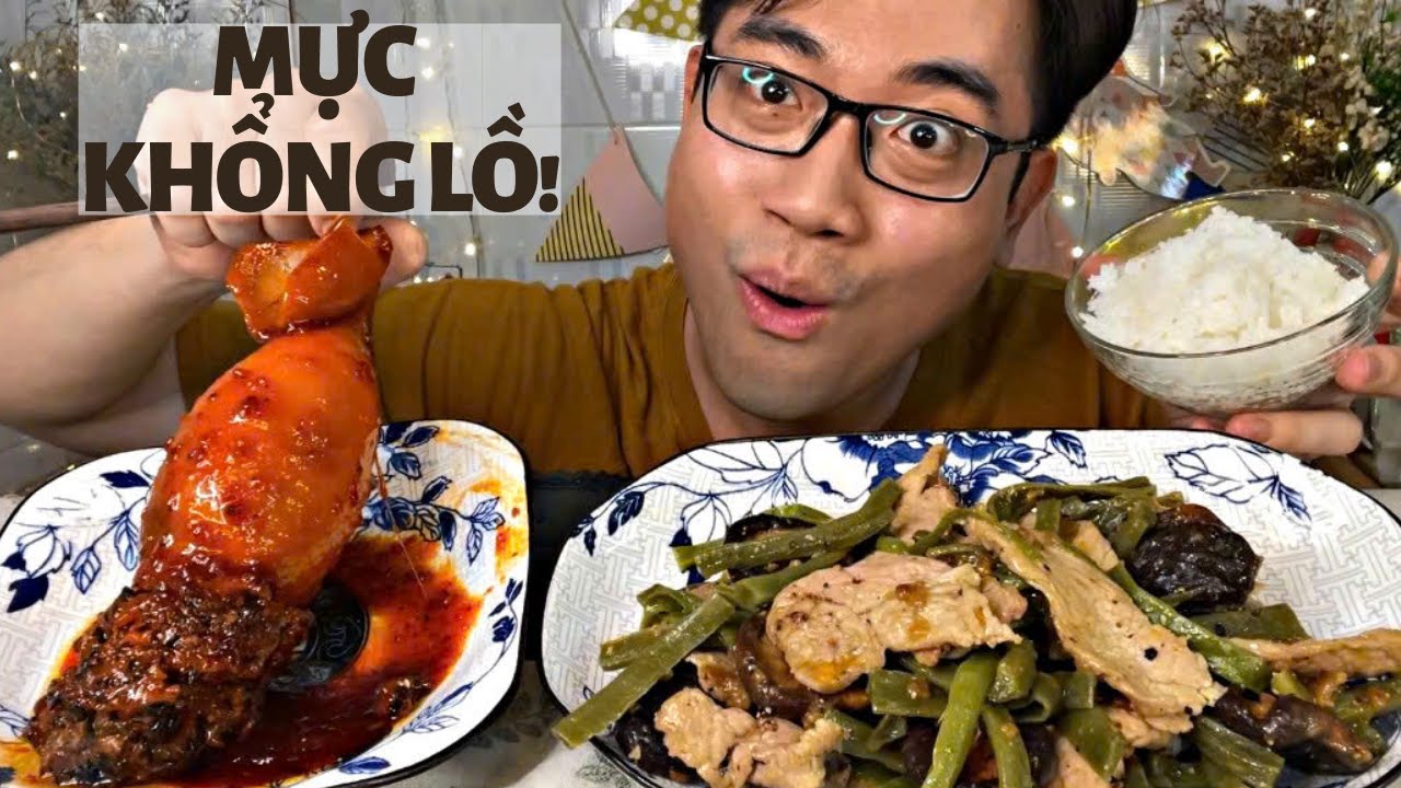 Nhức Nách Con Mực Khổng Lồ Nhồi Thịt Tràn Trề Cùng Dĩa Rau Tiến Vua Xào Thịt Bò Nấm Vét Nồi Cơm Luôn