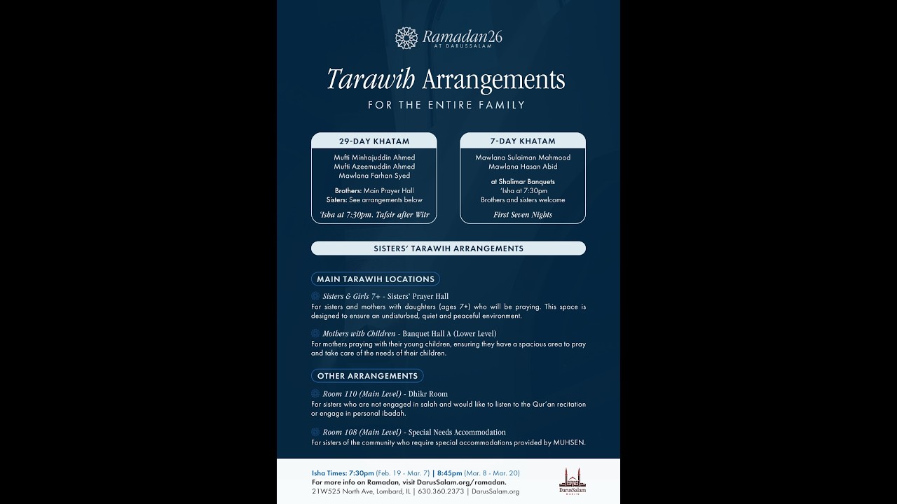 Tarāwīḥ Ramaḍān 2026 | Muftī Minhajuddin Ahmed, Muftī Azeemuddin Ahmed, Mawlānā Farhan Syed | 02/26