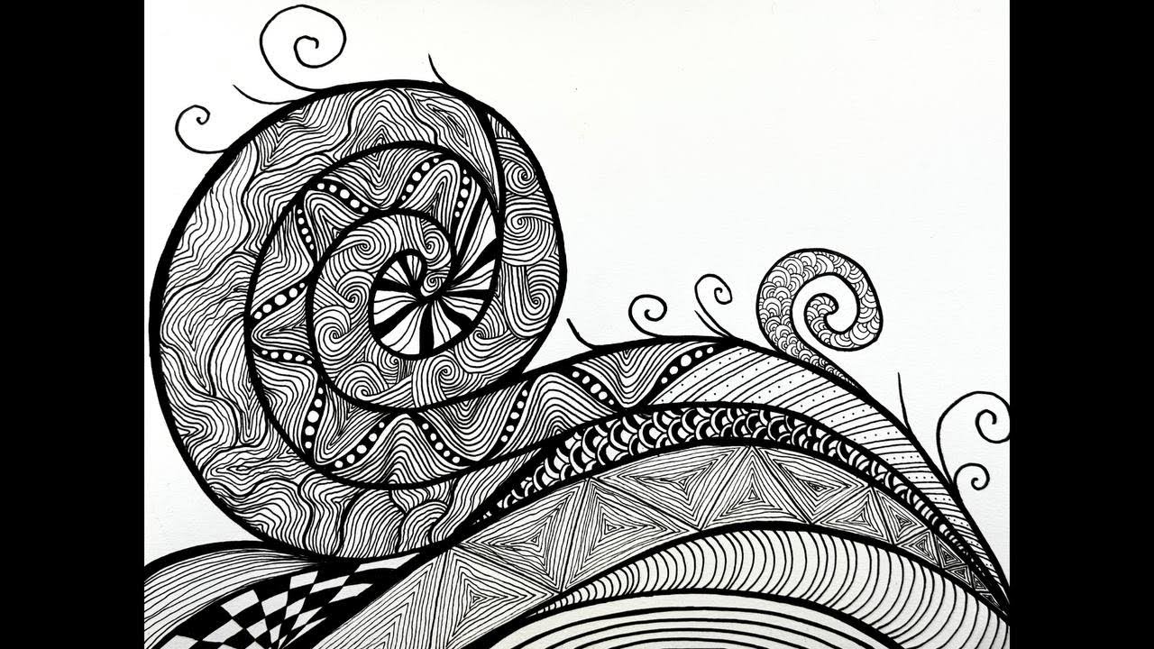 Relaxing Line Drawing Tutorial – Abstract Spiral Zentangle Art