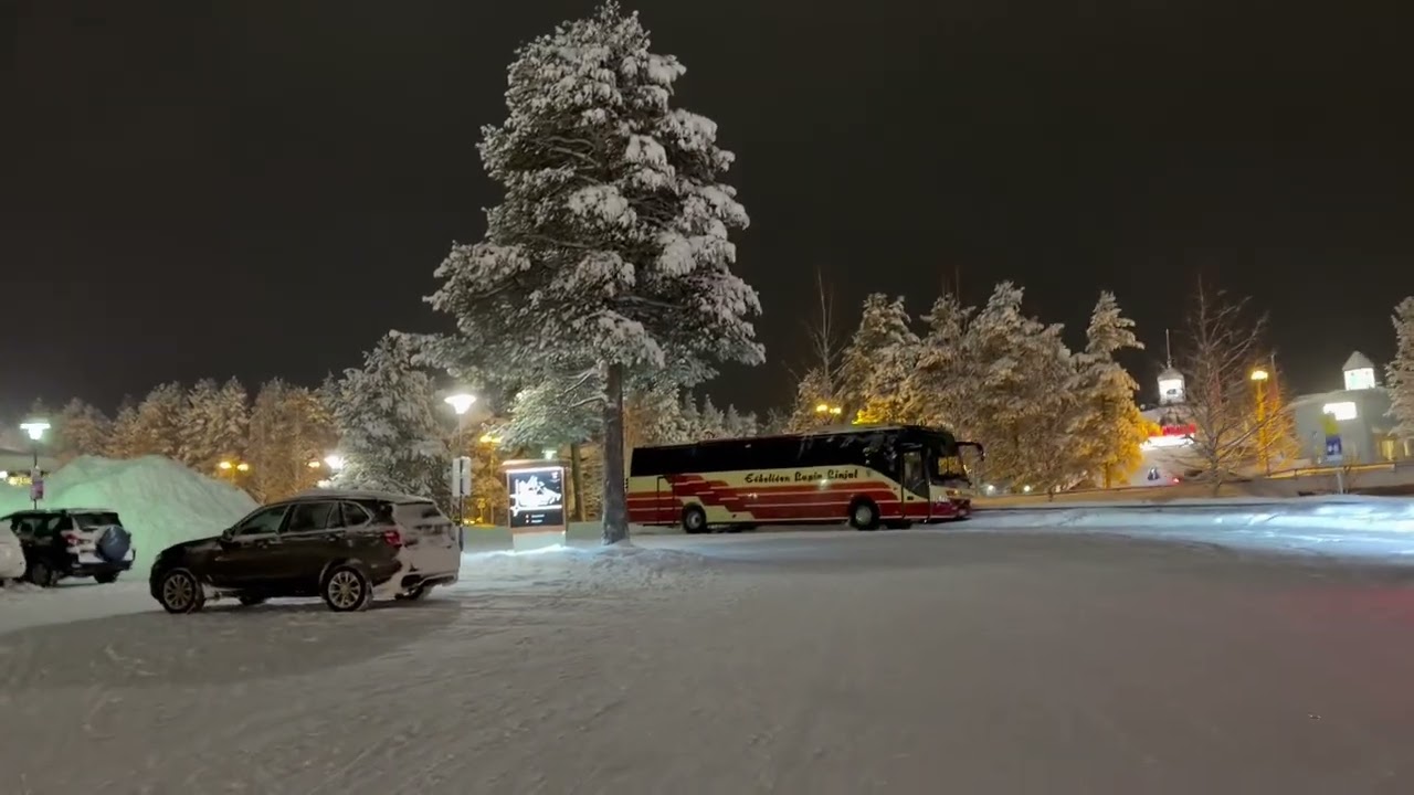Levi (Finland) walk from town centre to Design Hotel. Lapland, Christmas 2025.
