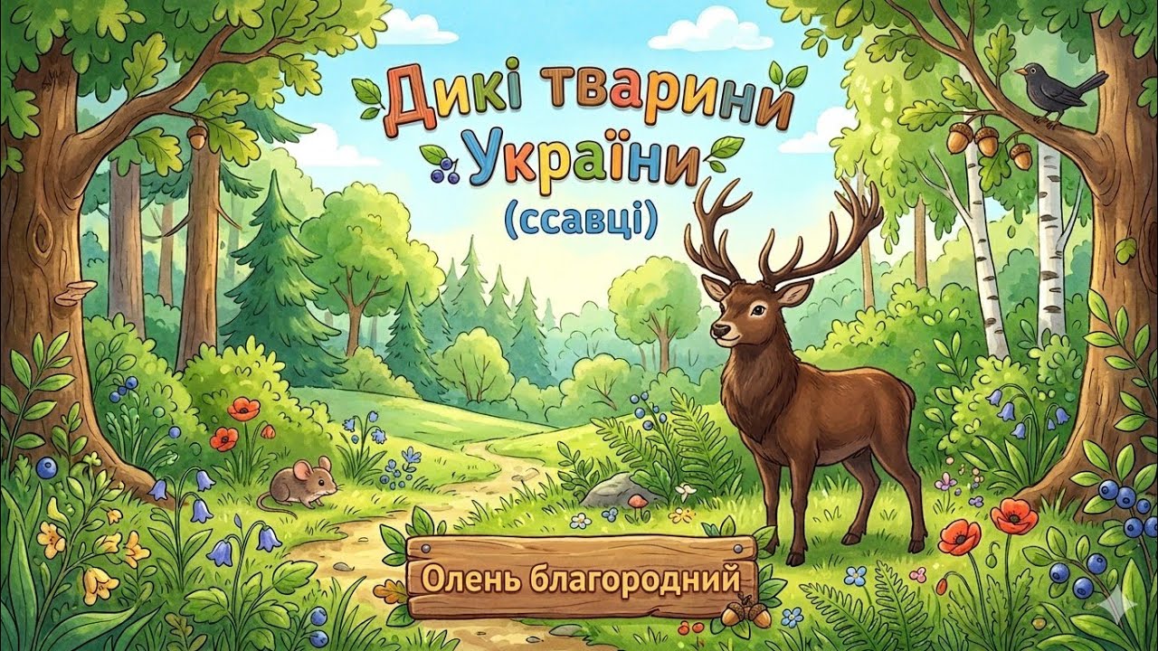 ОЛЕНЬ /  Дикі тварини України (ссавці) / Ольга Власова #дітям #дітямпротварин #длядітей