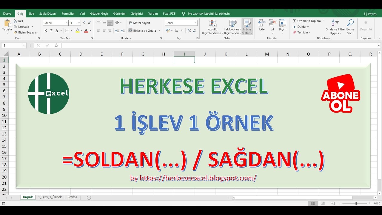 Excel SOLDAN SAĞDAN Form&uuml;lleri, Kısa Eğitim Videosu SV003