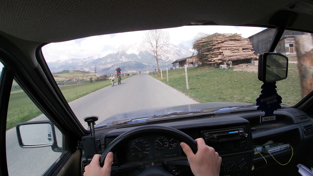 VW McPolo 1993 45hp 1.0i POV test drive by seen through cars