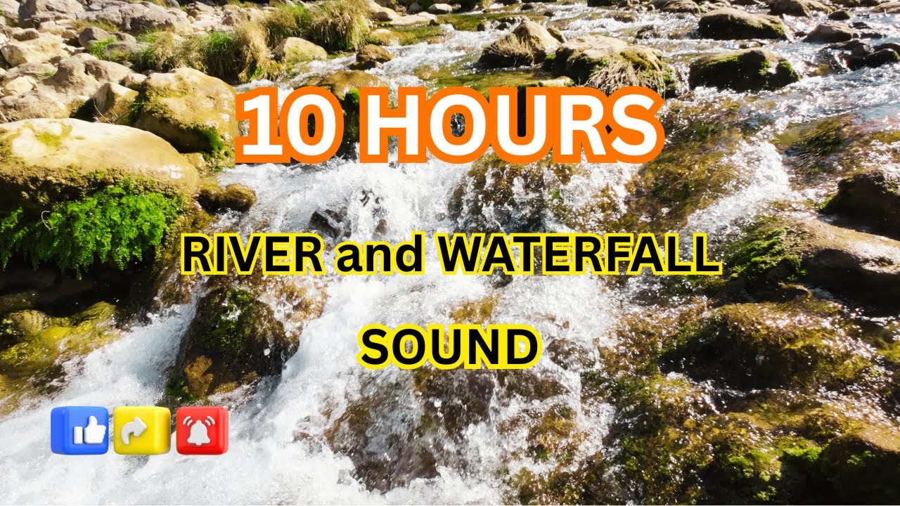 10 Hours River & Waterfall Sounds | Water Flowing Over Large Rocks in Nature - No Loop