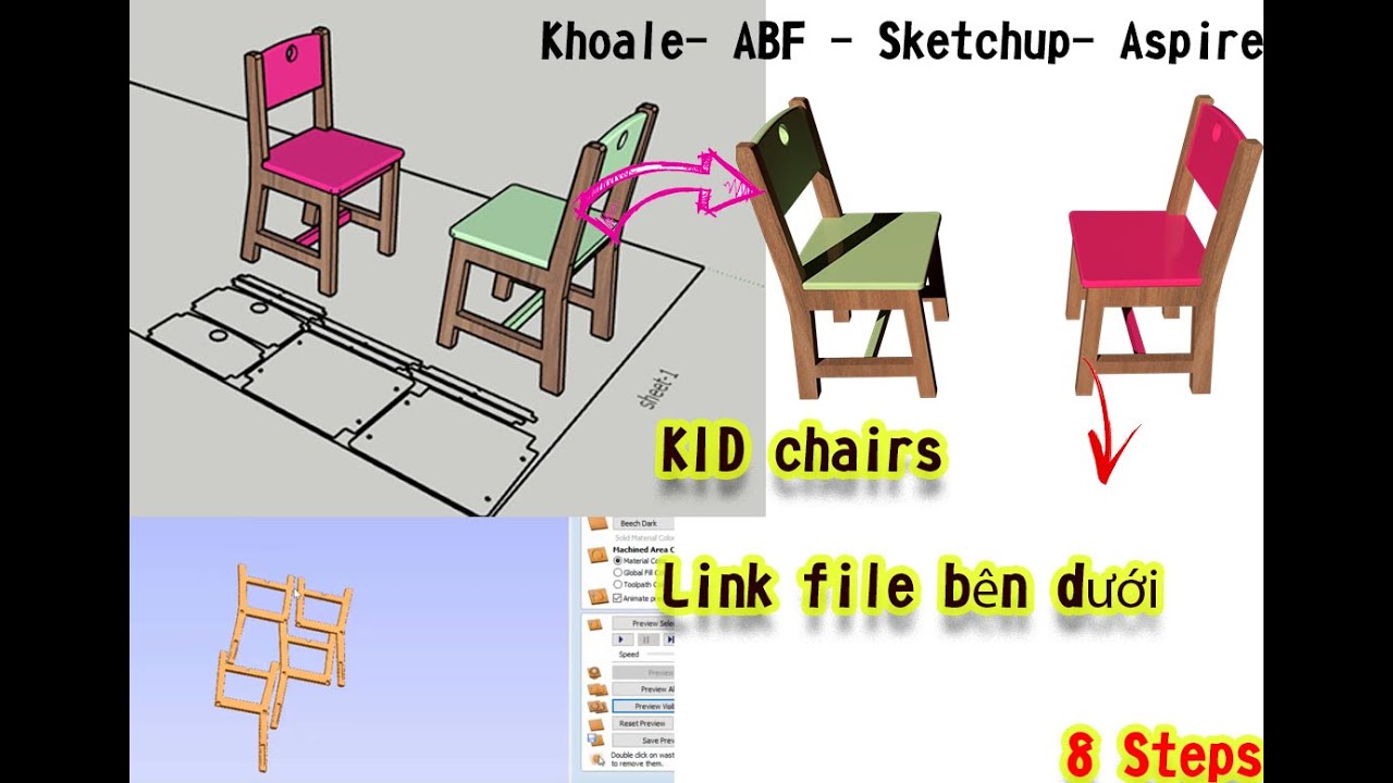 Khoale| Tự Vẽ ghế trẻ em Vật liệu MDF