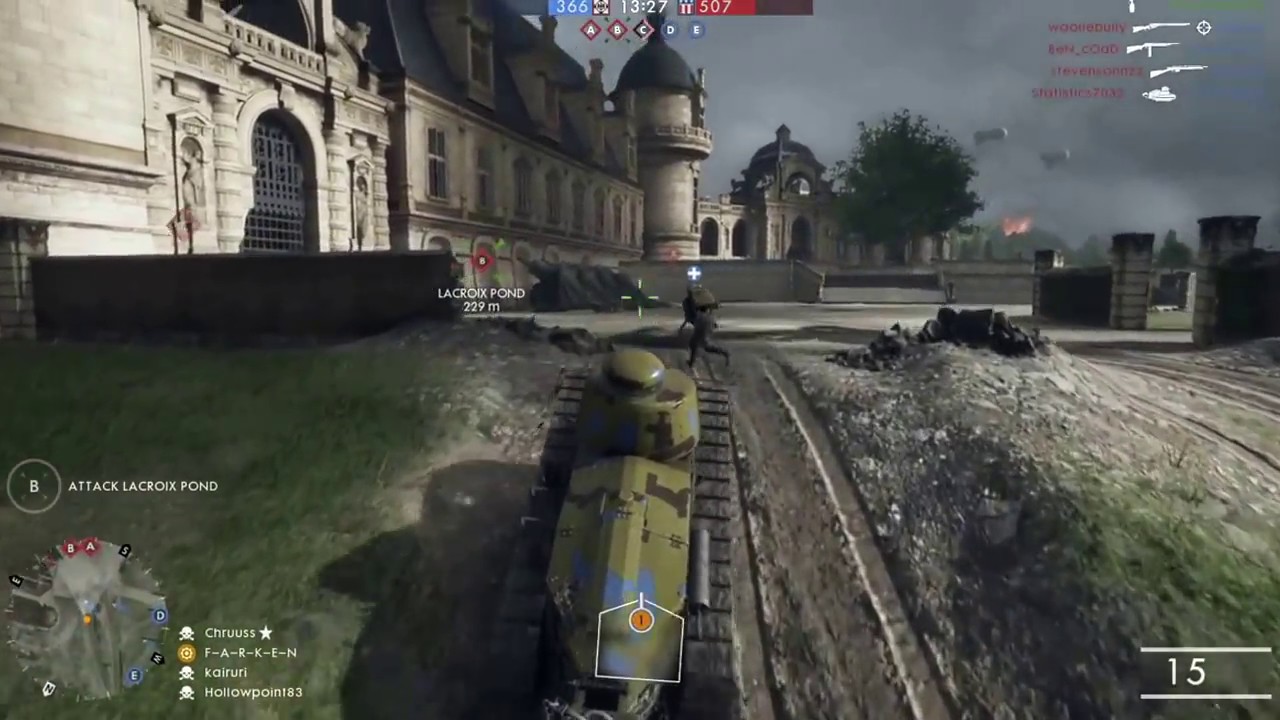 FT 17 Light versus A7V Heavy Tank. I see you on the left Mr Tank , But I am a sneaky Farken haha