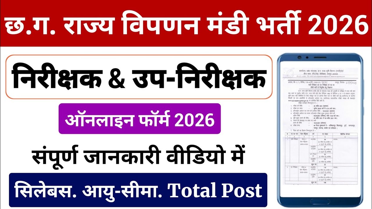 निरीक्षक & उप-निरीक्षक भर्ती | CG Mandi Nirikshak Bharti 2026 | CG Mandi Nirikshak Syllabus 2026