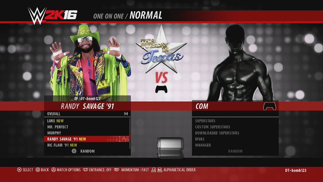 WWE 2K16 Next Gen Character Select Screen Including All DLC Packs Roster