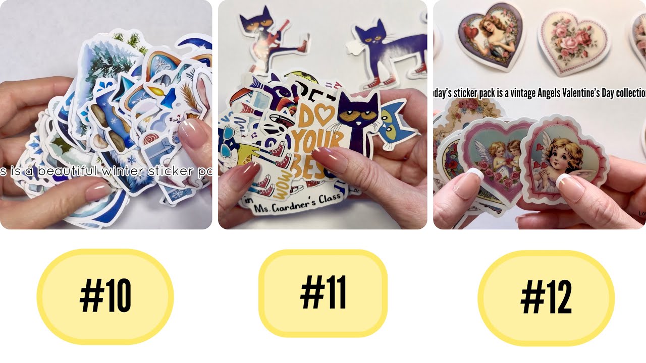Videos 10-12 |  Sticker Sorting Compilation | Satisfying Stationery 