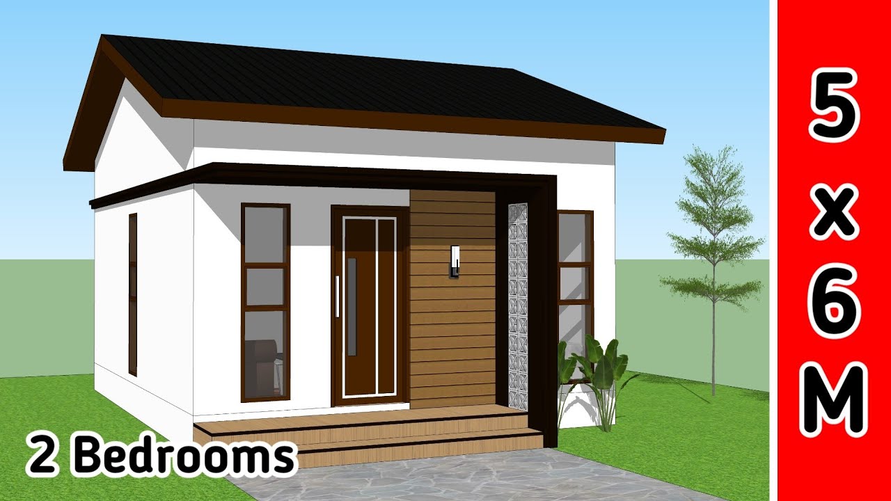 IDE DESAIN RUMAH SEDERHANA | RUMAH KECIL 2 KAMAR TIDUR (5 x 6) DENGAN DENAH LANTAI |Animasi SketchUp