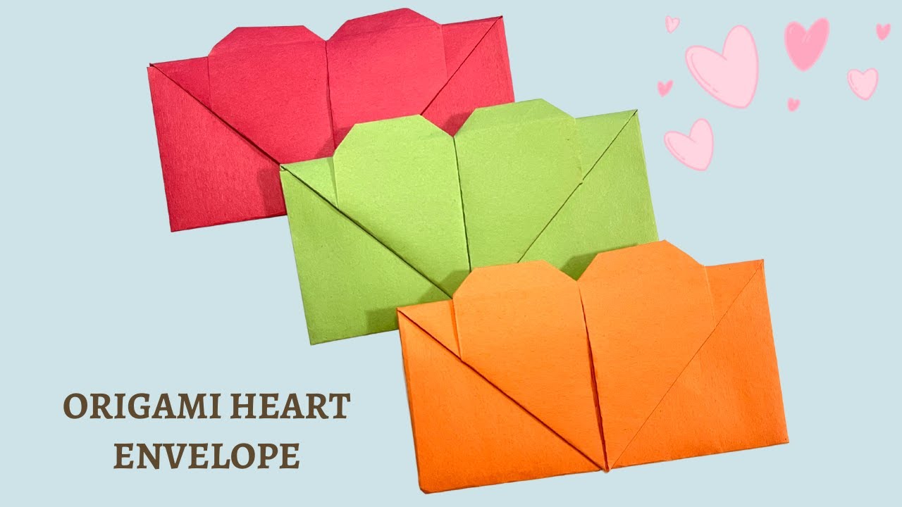Heart envelope DIY how to make an easy origami paper heart envelope for Valentine's day