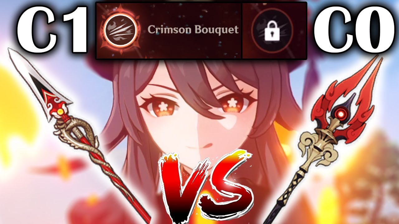 Hu Tao Staff of Homa VS Dragon's Bane and C0 VS C1 comparison | Genshin Impact