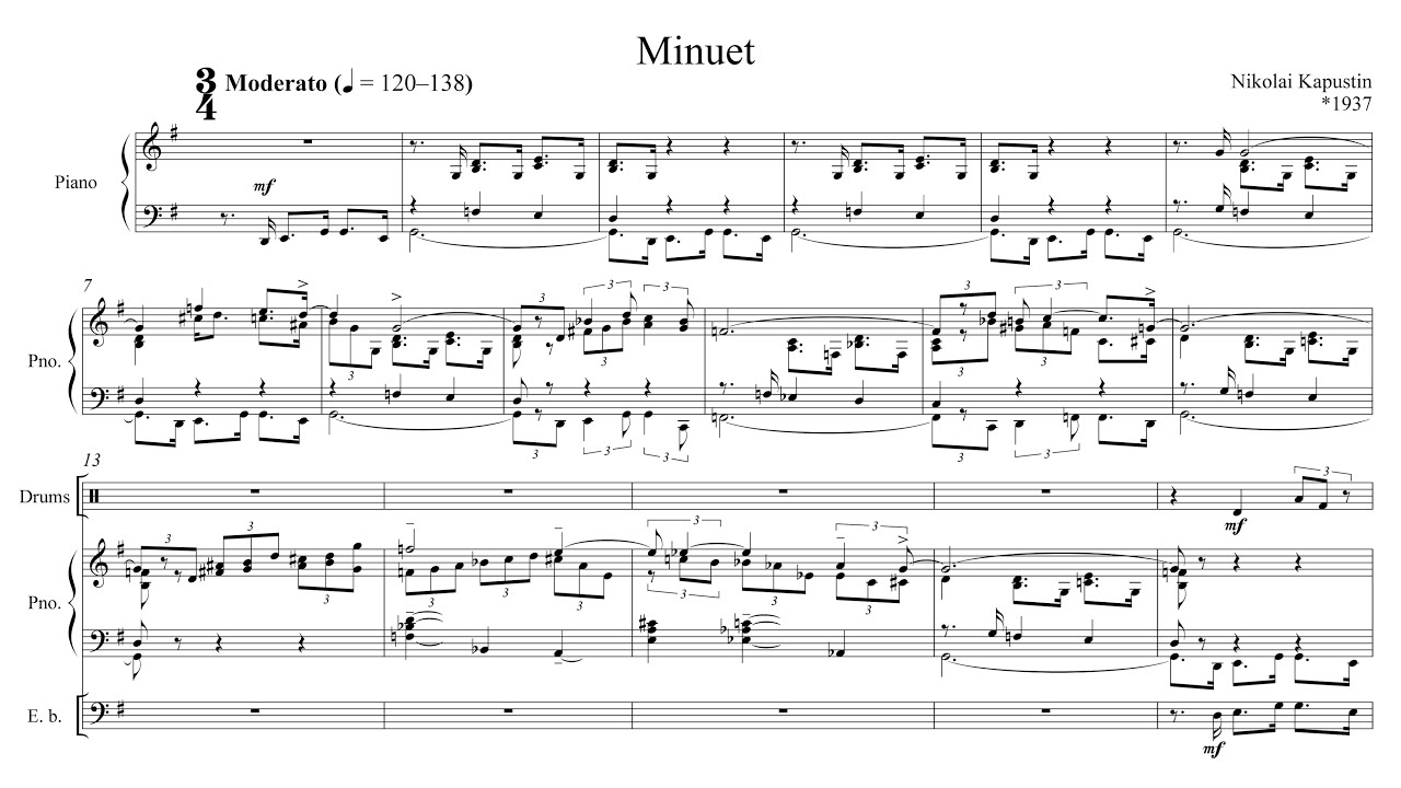 [Score] Nikolai Kapustin - Minuet, Op. 21 (1974) for big band