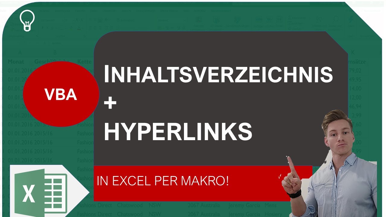 Excel VBA I Inhaltsverzeichnis mit Hyperlinks mit VBA erstellen I Excelpedia