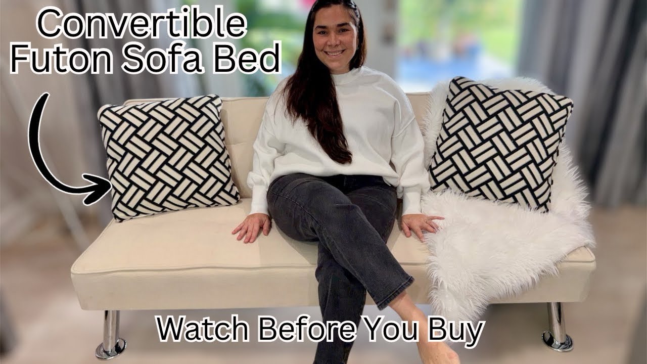 Cozy Beige Futon Sofa Bed for Small Spaces | Honest Review! 