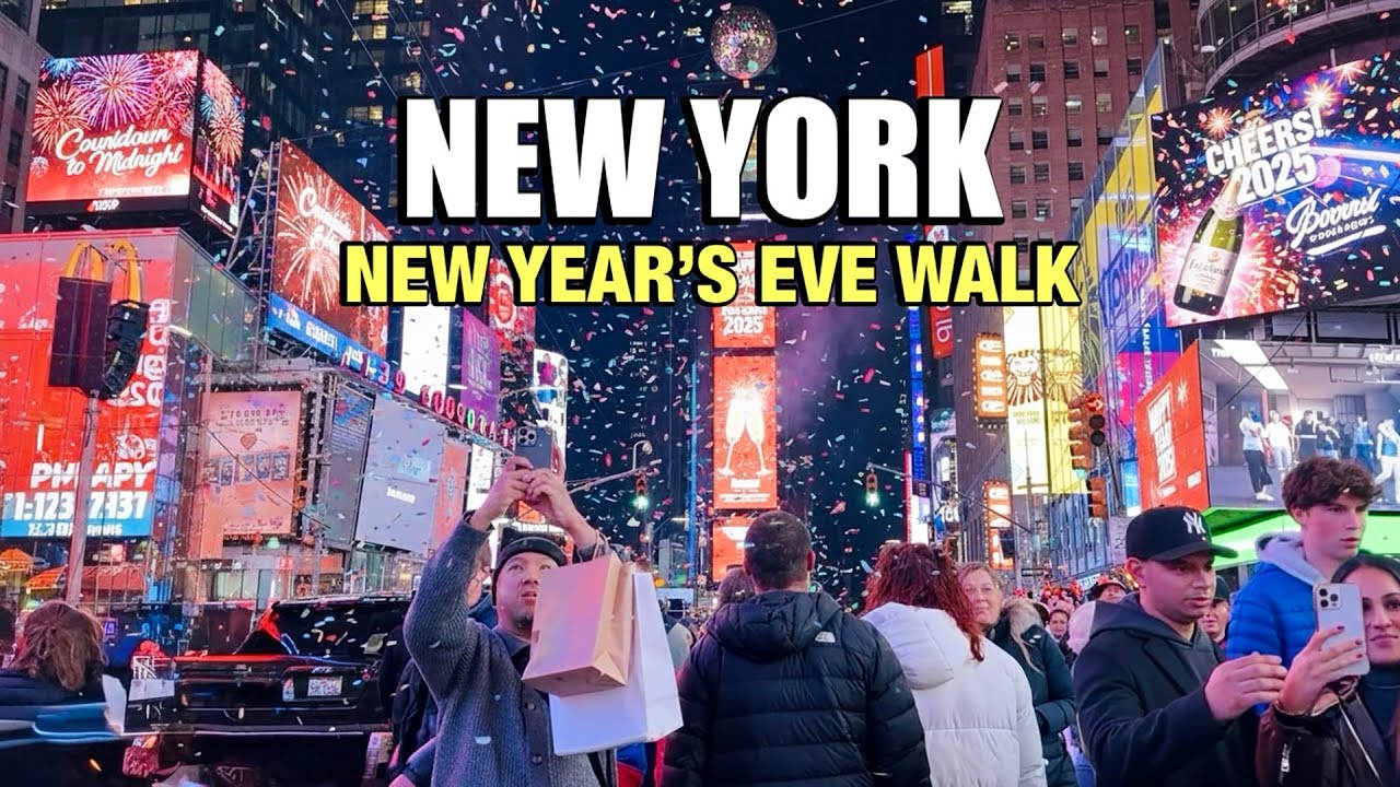 [4K] Times Square New Year&rsquo;s Eve Crowd | Walking Through Massive Crowds  NYC (2025)