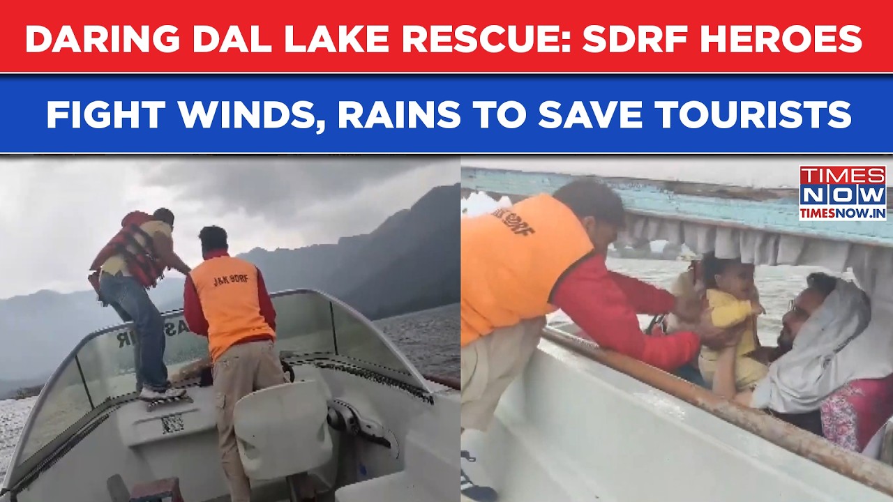 J&K: Watch SDRF Heroes' Daring Dal Lake Rescue - Tourists In Shikara Saved Amid Strong Winds, Rains