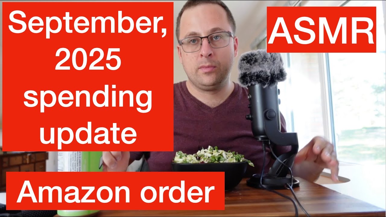 ASMR сентябрь 2025 г., отчёт о расходах, что я купил на Amazon, ем салат из капусты