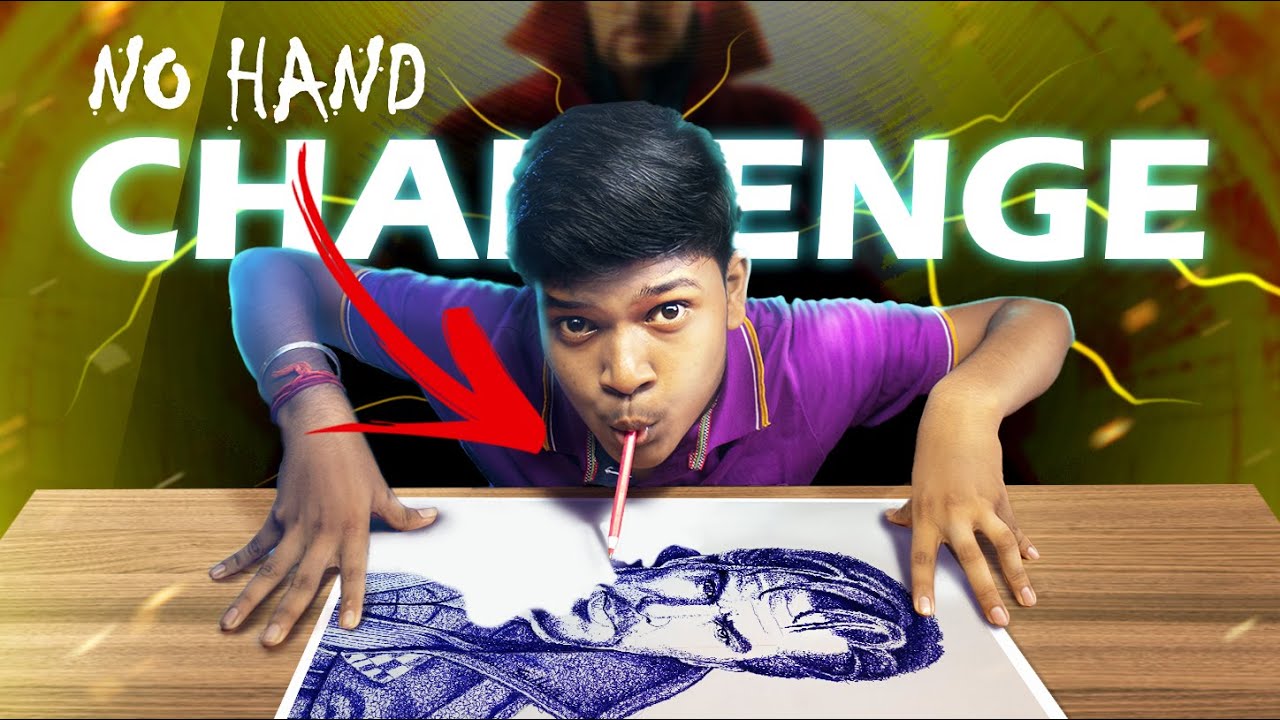 Drawing Doctor Strange with Mouth 😱 No Hand Challenge @Subhojit Mondal Art he he !