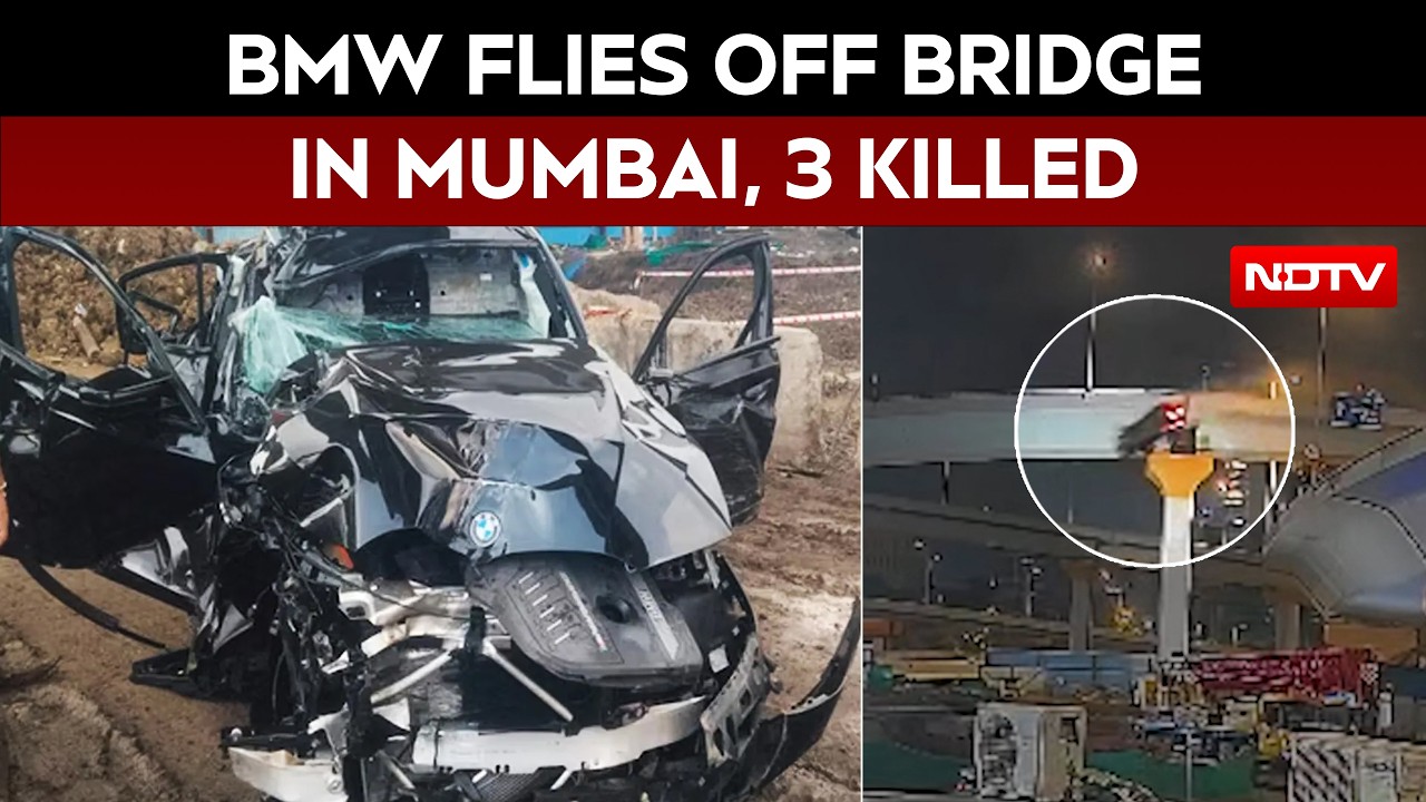 ДТП с BMW в Мумбаи | Прибрежная дорога Мумбаи: BMW упал с моста, 3 погибших