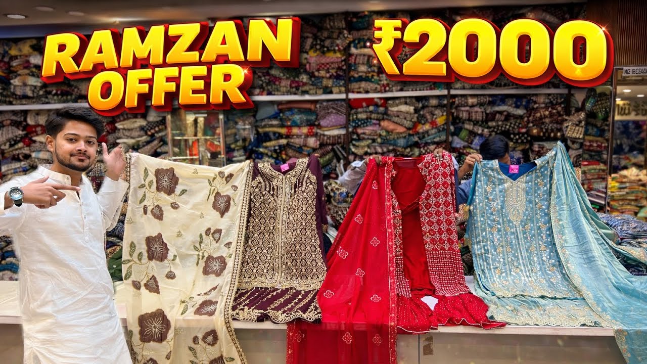 Ramzan Biggest Sale in Ys Textiles Challenge Rates 5 Days 1000 Ke 3 Suits Party gharara plazo Dress