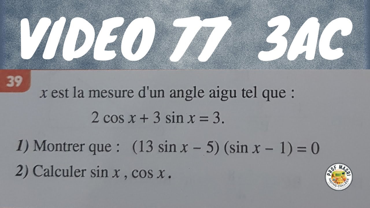 Ma Vidéo77: Exercice challenge ;manuel Al Moufid ;39 page 79.