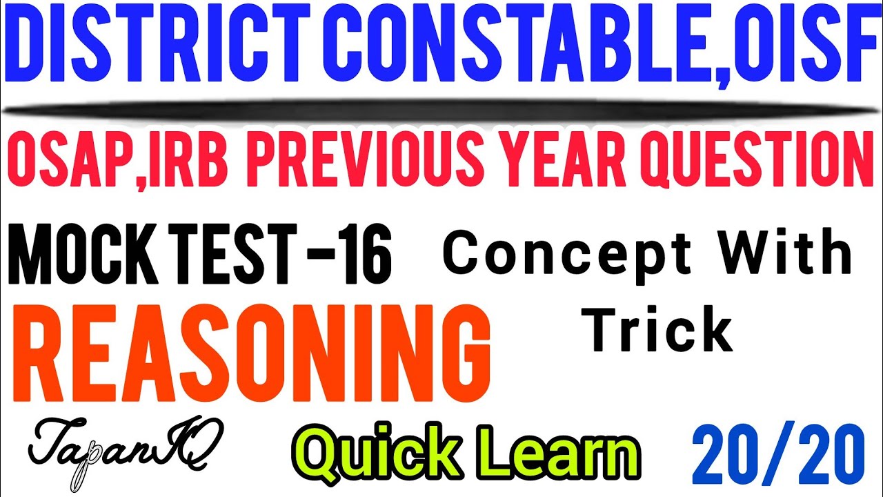 District Constable PYQ OSAP / IRB  Question District Constable & Police Exam#police#reasoning  