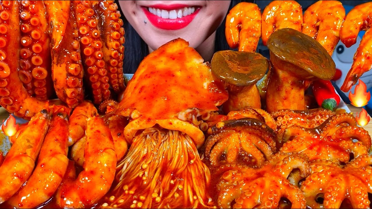 ASMR SPICY SEAFOOD BOIL *makanan laut pedas* 먹방 MUKBANG MASSIVE Eating Sounds