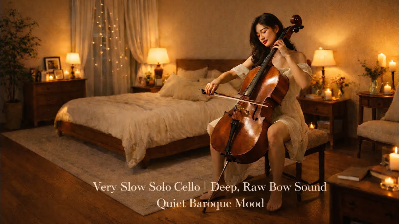 Very Slow Solo Cello │ Deep, Raw Bow Sound │ Quiet Baroque Mood