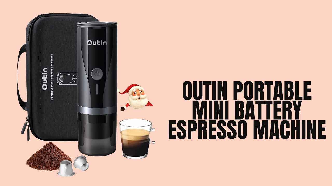Outin Portable Mini Battery Espresso Machine with 3-4 Mins Self-Heating, 20 Bar